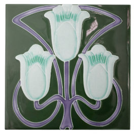 Reprodução Arte Nova Eduardiana Tulipa Floral Verd