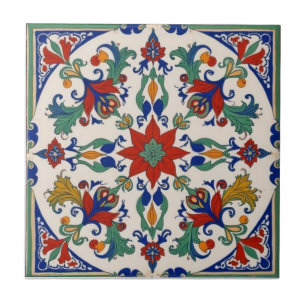 Reprodução Colorida Iznik Persa Turca Pintada à Mã