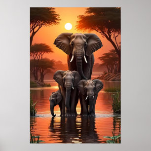Reprodução de Elefante pela Poster do Riverbank -