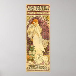 Reprodução do poster de Mucha: Dama Camélias