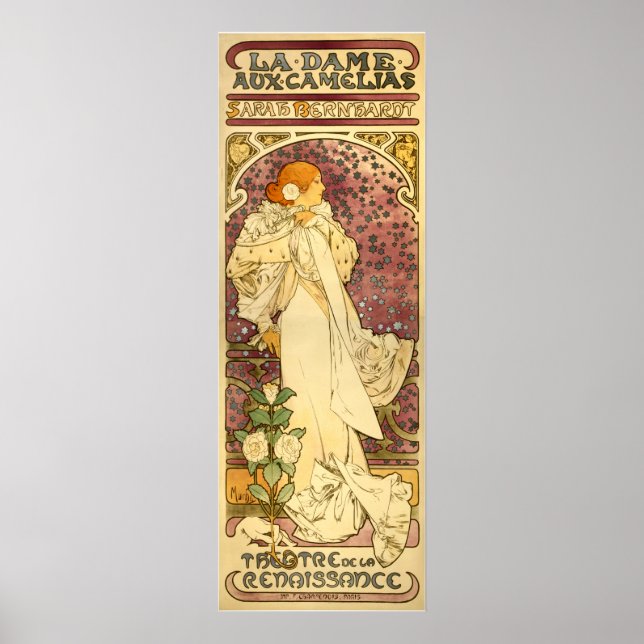 Reprodução do Poster Mucha: La Dame aux Camélias (Frente)