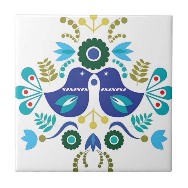 reproduções de azulejos de delft aves coloridas (Frente)