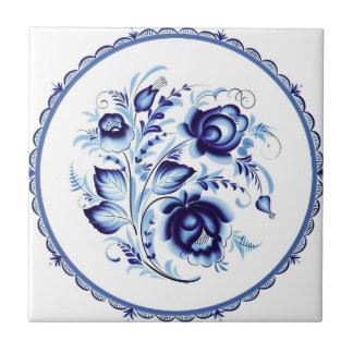 reproduções de azulejos de luxo flores azuis