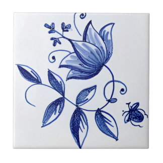 reproduções de azulejos delft flores azuis clássic