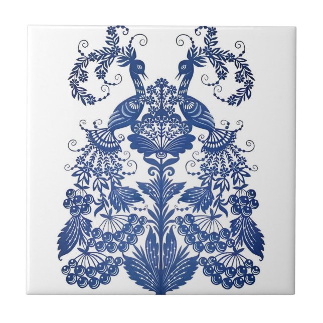 reproduções de azulejos delft pavão luxuoso (Frente)