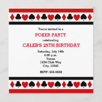 Reproduzindo Convites de festas de Poker do Casino