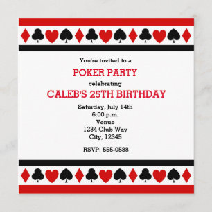 Reproduzindo Convites de festas de Poker do Casino