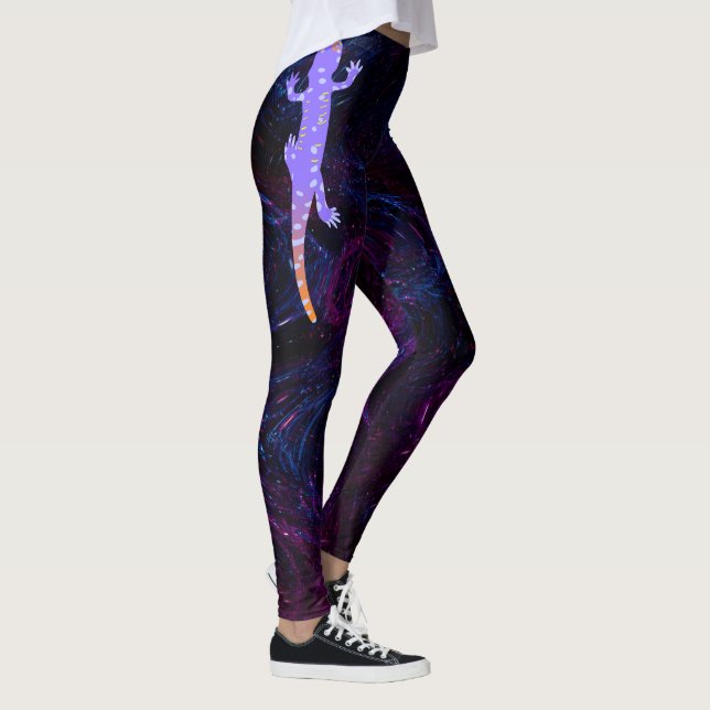 Reptile Inspired vibrant purple gecko Leggings  (Direita)