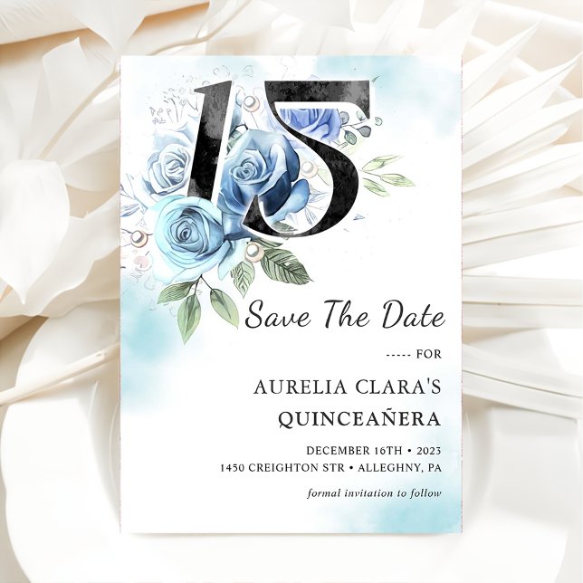 Reserve A Data 15 Floral Russo Azul Quinceanera (Criador carregado)