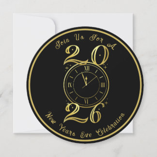 Reserve A Data 2025 Black Gold New Years Party Invitation