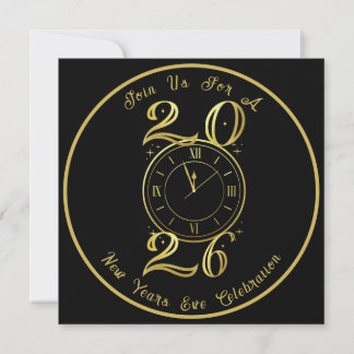 Reserve A Data 2025 Black Gold New Years Party Invitation