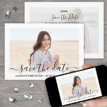 Reserve A Data 2 Foto Sweet 16th Birthday Chic Script XVI<br><div class="desc">Convide a família e amigos para uma elegante 16.ª comemoração doce para ela com esta foto moderna minimalista 2, salve o convite de data. Todo texto é simples de personalizar. (DICA DE IMAGEM: Uma maneira fácil de centralizar uma foto exatamente como você deseja é recortá-la antes de carregá-la no site...</div>