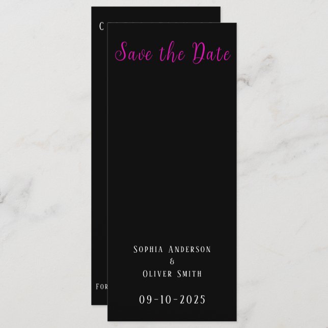 Reserve A Data 2 fotos modernas em preto (Frente/Verso)