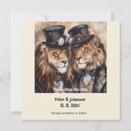 Reserve A Data 2 leões machos steampunk Salve a data