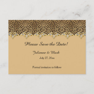 Reserve A Data #2 Leopard Imprimir Diamantes Dourados Salve a Dat