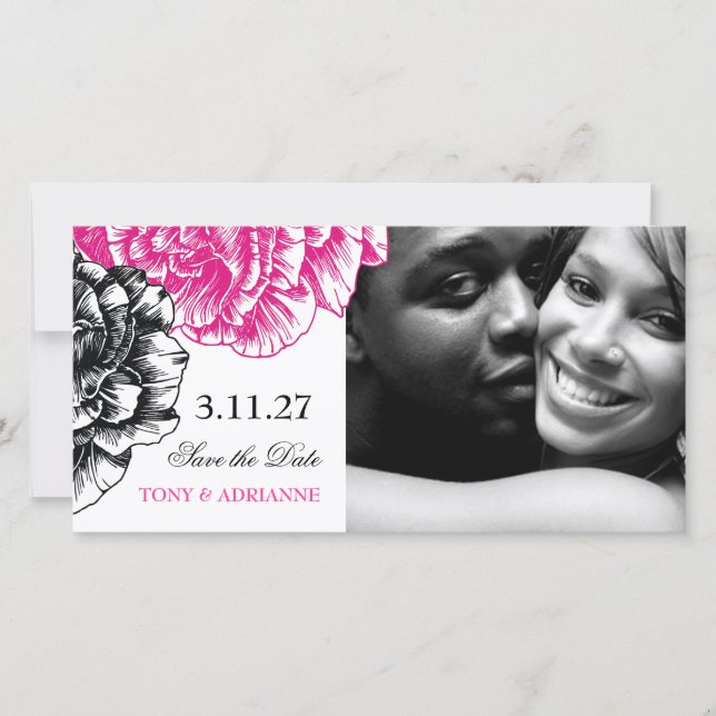 Reserve A Data 311-Le Plush Fleur - Pink & Black Save the Date (S (Frente)