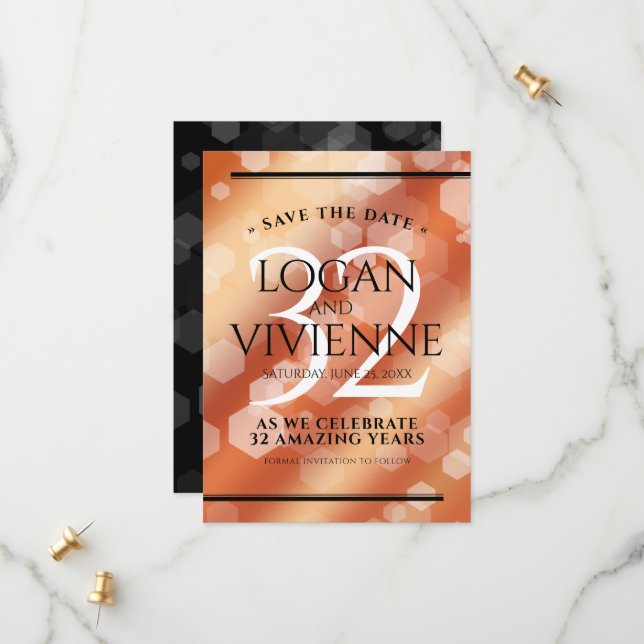 Reserve A Data 32º aniversário de casamento em Bronze (Frente/Verso In Situ)