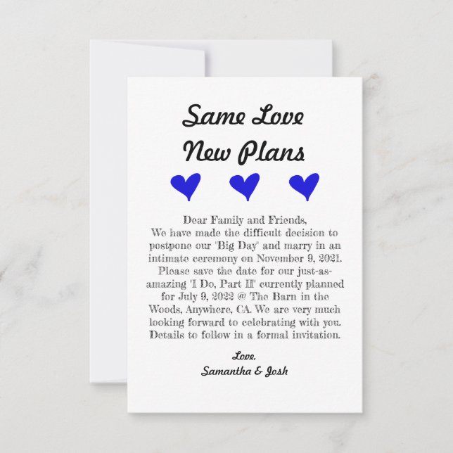 Reserve A Data 3,5" x 5" Flat Save The Date Card (Frente)
