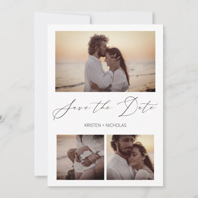 Reserve A Data 3 Fotos Elegantes Instantáneas Sesión Pareja Feliz (Frente)