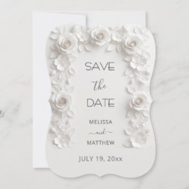 Reserve A Data 3D White Roses Save The Date Card