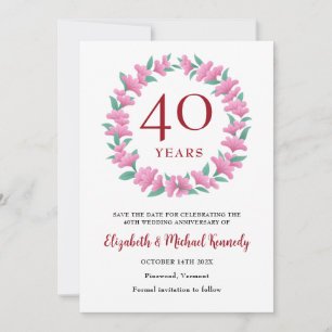 Reserve A Data 40 anos Ruby Floral Wreath