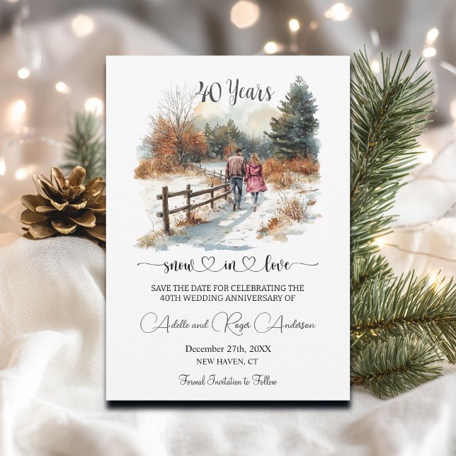 Reserve A Data 40th Wedding Anniversary Winter Landscape Romantic (Criador carregado)