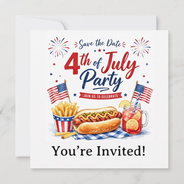 Reserve A Data 4 de Julho Salve a Data Festa do Dia da Independên (Frente)