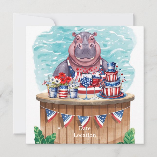 Reserve A Data 4th July Pool Party with Hippo in Bikini  (Frente)