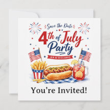  4th July Save the Date  Independence Day party  