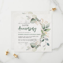 Reserve A Data 50º aniversário da Casada Eucalyptus Verde Dourado