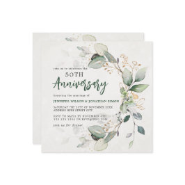 Reserve A Data 50º aniversário da Casada Eucalyptus Verde Dourado