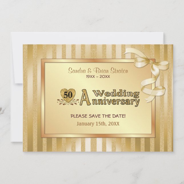 Reserve A Data 50º Aniversário de Casamento - Dourado (Frente)