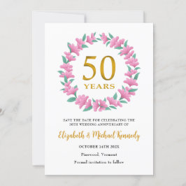 Reserve A Data 50º Aniversário de Ouro Coroa Floral Rosa