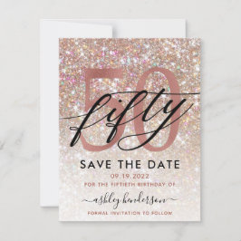 Reserve A Data 50º Aniversário Glitter Salve a Data