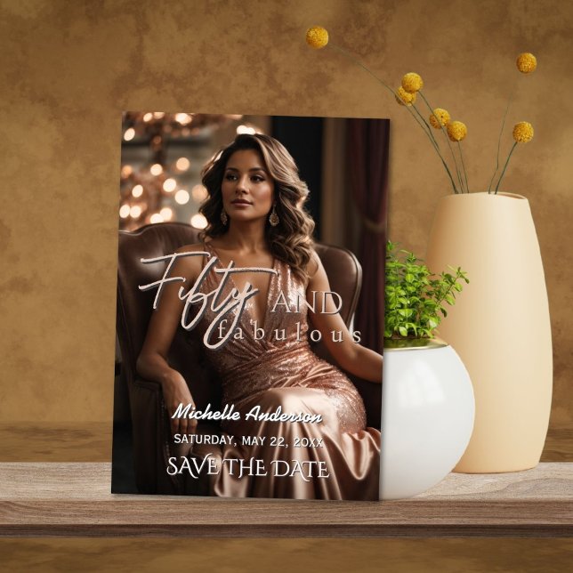 Reserve A Data 50 e Fabuloso 50º Aniversário Salvar a Data (Criador carregado)