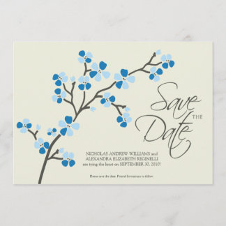 Reserve A Data 5X7 Cherry Blossom Designer Salvar Data 2 Azul