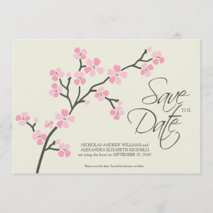 Reserve A Data 5X7 Cherry Blossom Designer Salvar Data 2 rosa