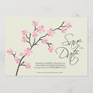 Reserve A Data 5X7 Cherry Blossom Designer Salvar Data 2 rosa