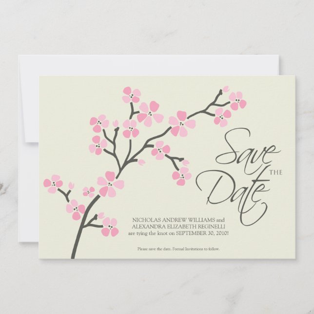 Reserve A Data 5X7 Cherry Blossom Designer Salvar Data 2 rosa (Frente)