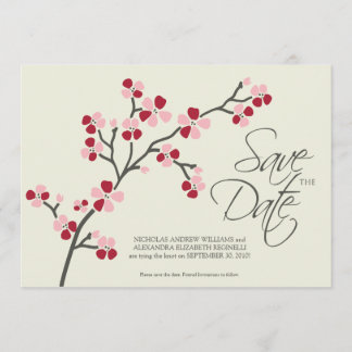 Reserve A Data 5X7 Cherry Blossom Designer Salvar Data 2 vermelho