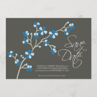 Reserve A Data 5X7 Cherry Blossom Designer Salvar Data: Azul