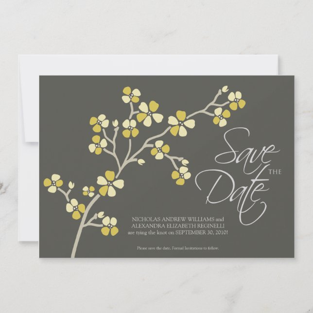 Reserve A Data 5X7 Cherry Blossom Designer Salvar Data: Citros (Frente)