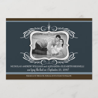 Reserve A Data 5X7 Chic Deco Designer Salvar Data: meia-noite
