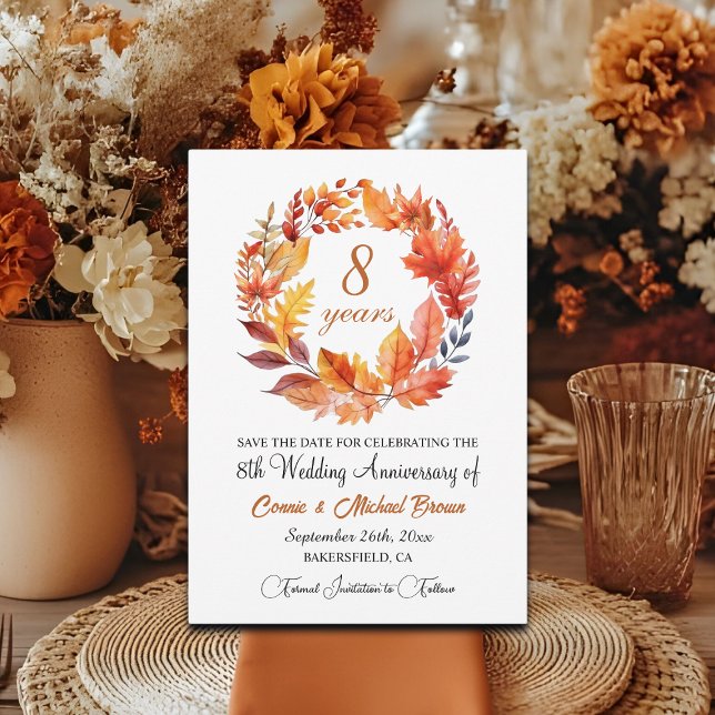 Reserve A Data 8º Aniversário de Casamento Fall Floral Elegante (Criador carregado)