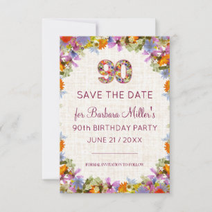 Reserve A Data 90 Birthday Garden Party - Elegante Floral