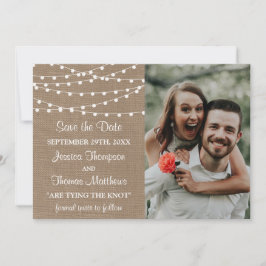 Reserve A Data A Coleção De Casamento Da Corrida Burlap String Li