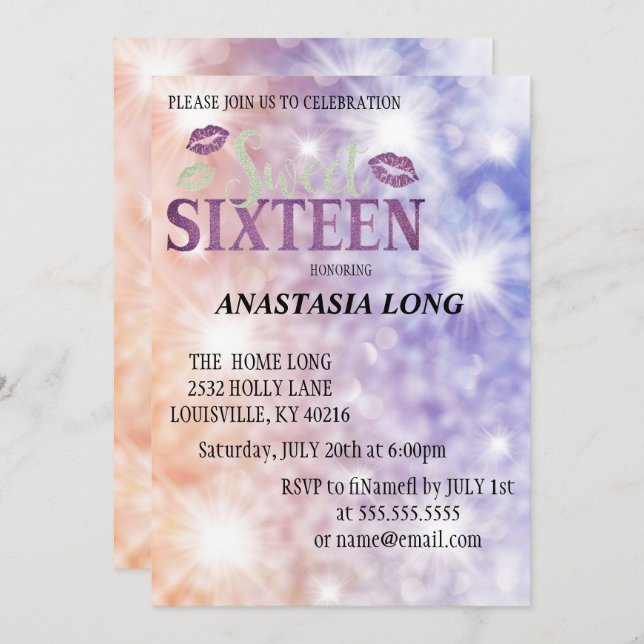 Reserve A Data A Glitter Púrpura Moderna E Elegante Salva A Data (Frente/Verso)