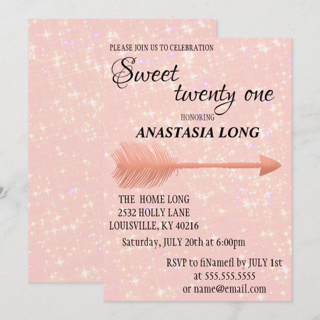 Reserve A Data A Glitter Rosa Moderna E Elegante Salva A Data (Frente/Verso)