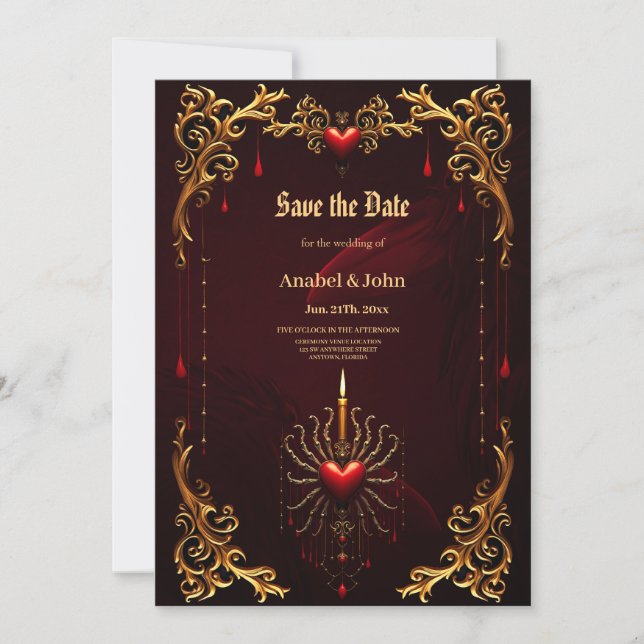 Reserve A Data A maravilhosa bela arte da elegância gótica. (Frente)