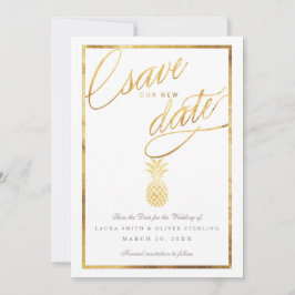 Reserve A Data Abacaxi dourado, bucal, salve nossa nova data